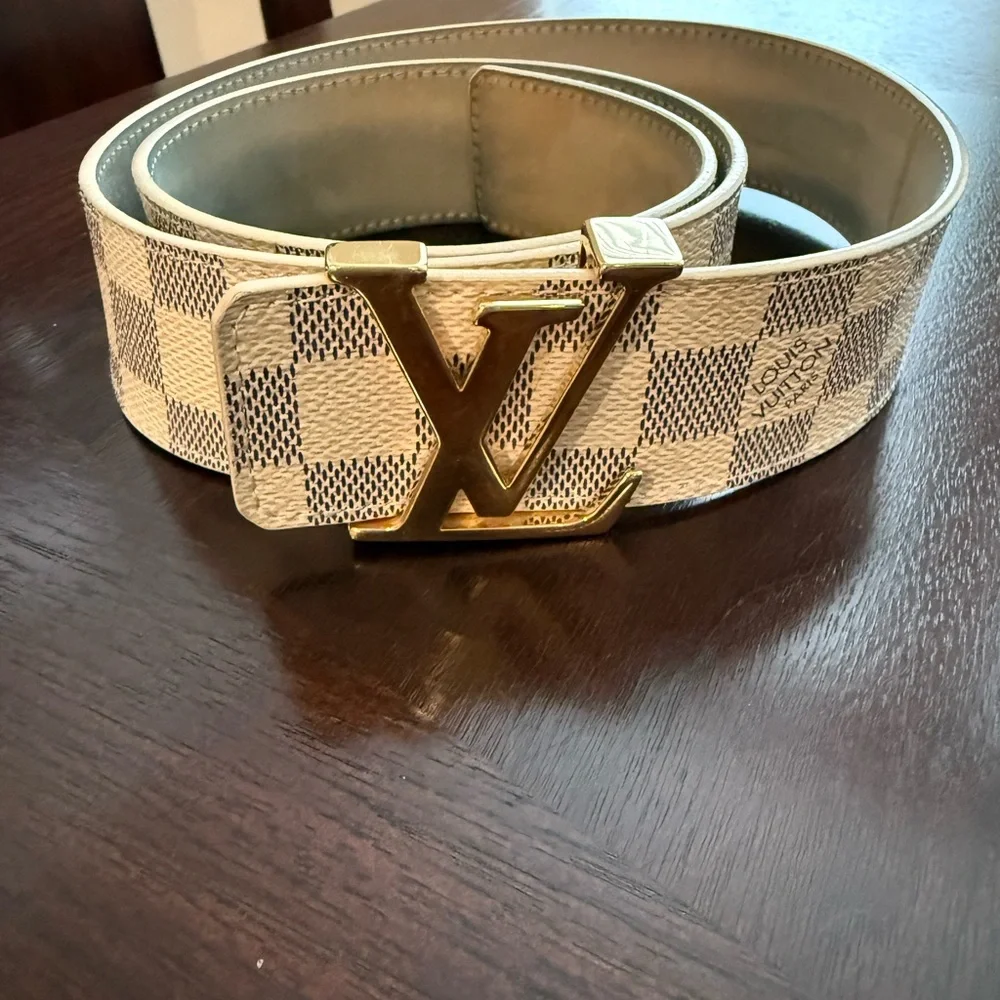 Louis Vuitton Damier Azur Belt with Gold Buckle - Picture 1 of 3